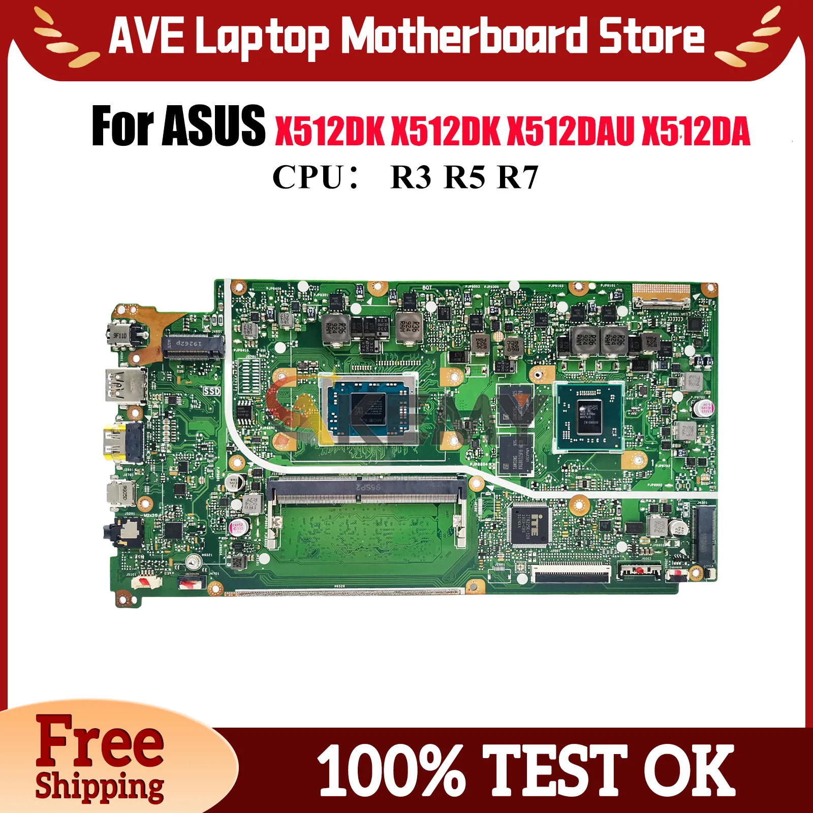 

X512DK Laptop Motherboard For ASUS VivoBook V5000d X512DAU M512D F512D M5050D X512D X512DAP X512DK Mainboard With R3 R5 R7 CPU