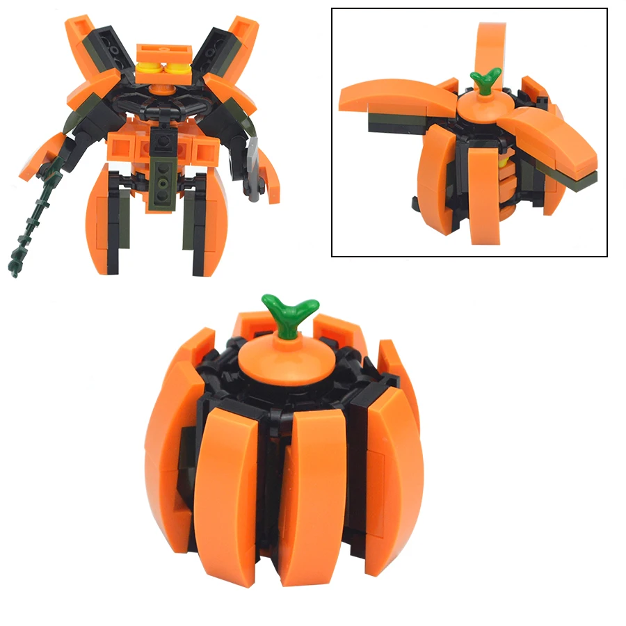 Halloween Gift DlY Bricks Transforming Pumpkin Robot King Kong Mecha Assemble Technical Building Block Figures MOC Birthday Toys