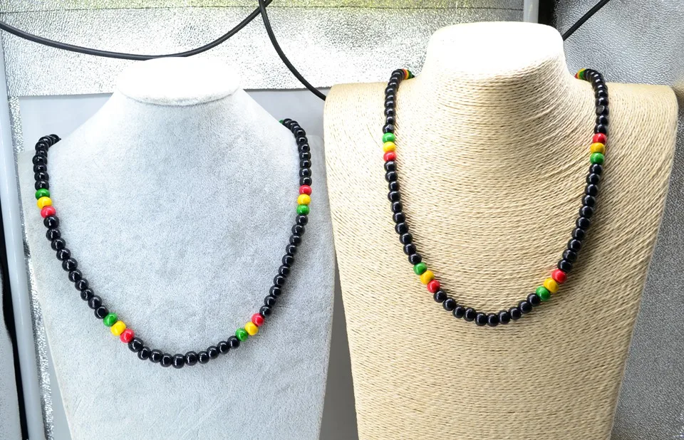 Red Yellow Green Black Wooden Beads Africa Rasta Reggae Punk Hiphop Necklaces Fashion Jewelry