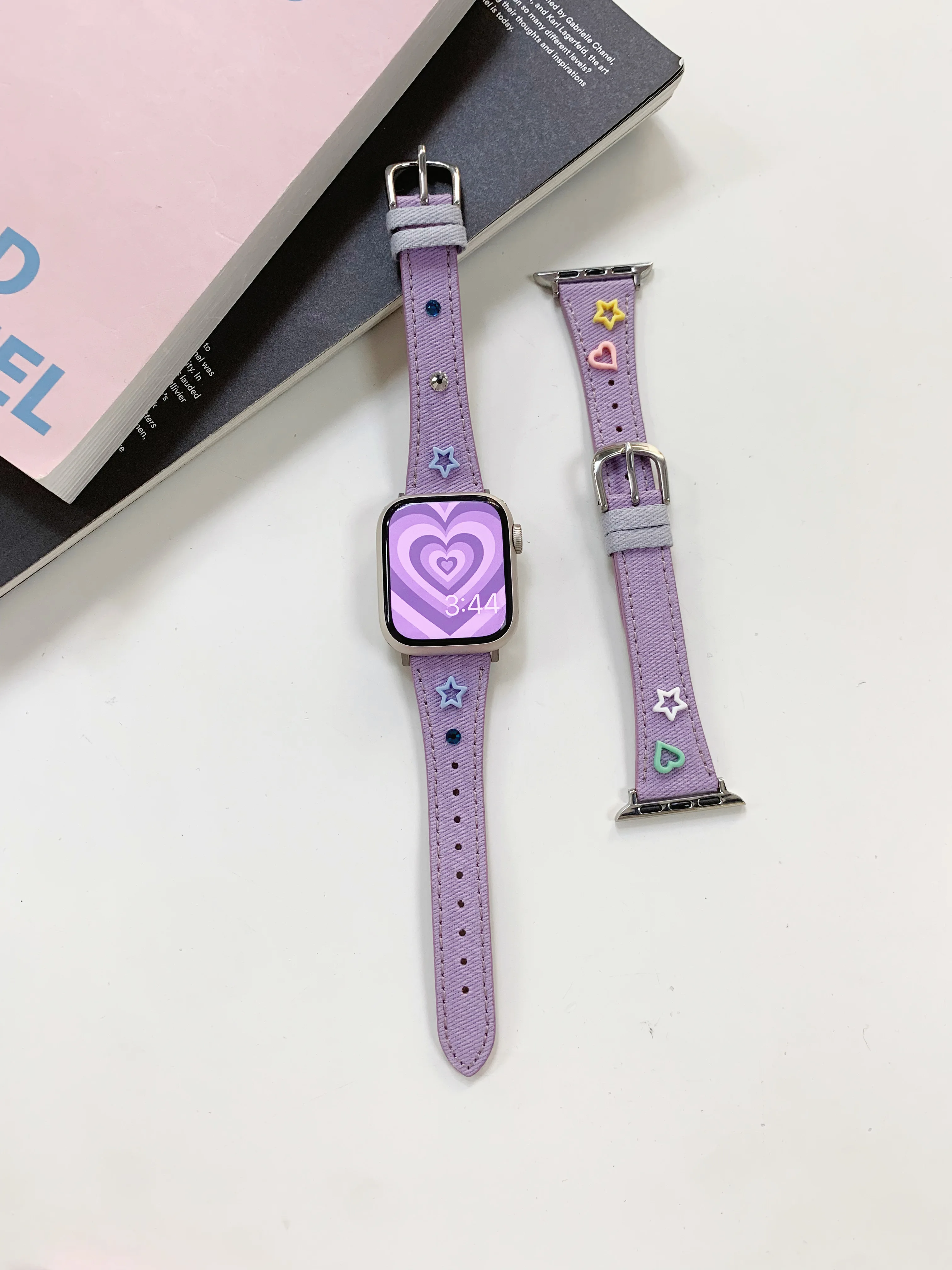 Y2k Star Heart Denim Canvas Band For Apple Watch Band 41mm 40mm 38mm Girl Band For iwatch series 8 7 SE 6 5 4 3 Strap bracelet