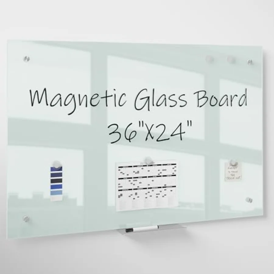 

Магнитная стеклянная доска для сухого стирания 24x36 дюймов, безрамная, для офиса, школы и дома