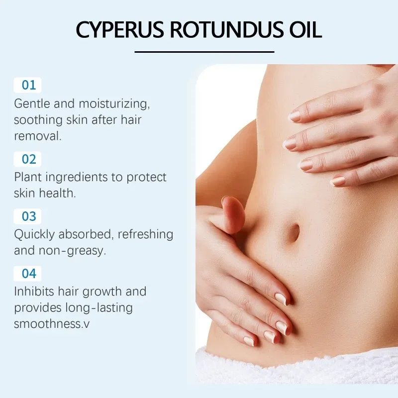 Aceite puro Cyperus Rotundus, suero de inhibición permanente del cabello, indoloro, potente restricción rápida de axila, piernas, brazos, cuidado