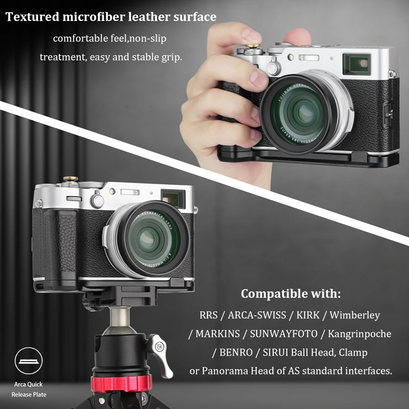 Haoge-カメラブラケットホルダー,クイックリリースプレート,Fujifilm x100vi用ハンドグリップ,ブラックフィット,arca swiss,HG-XVIB