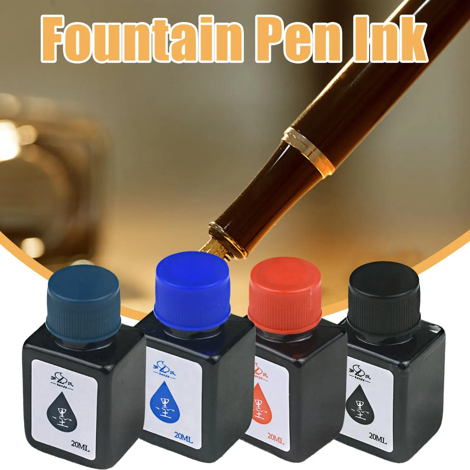 Fountain Pen Ink Volume Write Smooth Quick Dry Non-carbon Ink,Positive Red Black, Ink Black,Blue,Blue Color Supplies20ml Co W6K2