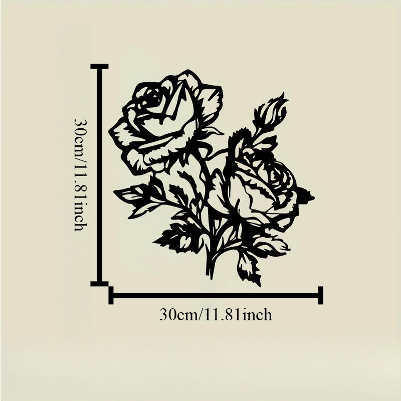 1pc Two Roses Metal Wall Art, Elegant Black Decor, Ideal Gift for Valentine Wedding Thanksgiving