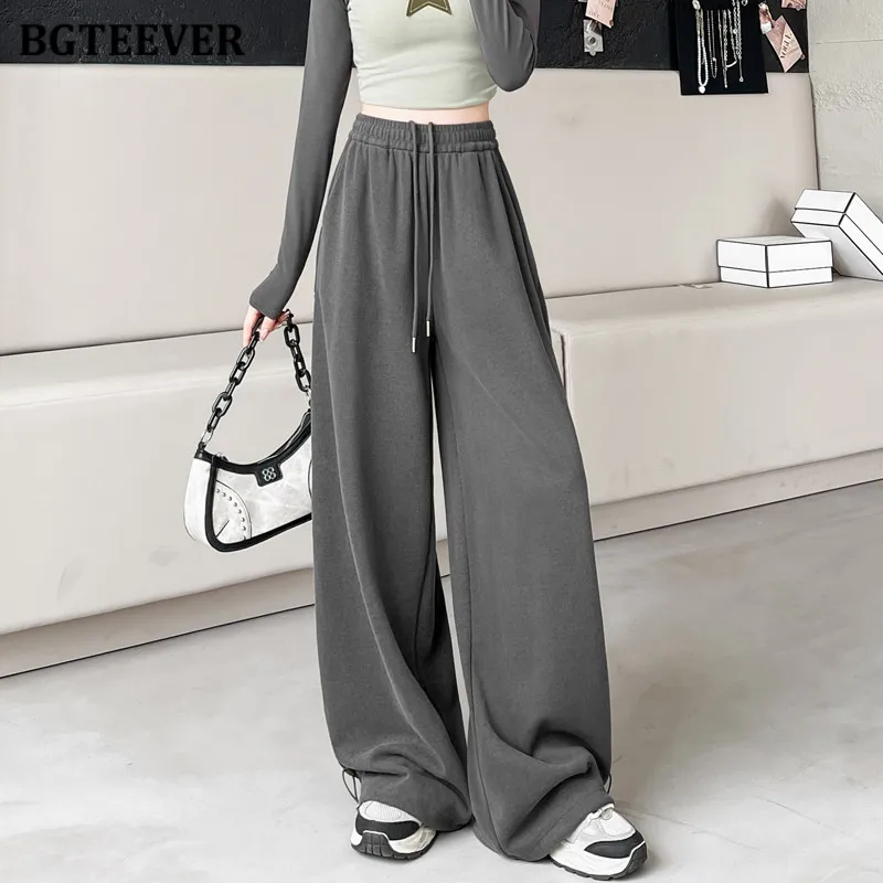 

BGTEEVER повседневные женские широкие спортивные штаны с карманами на шнурке, осенние свободные женские брюки