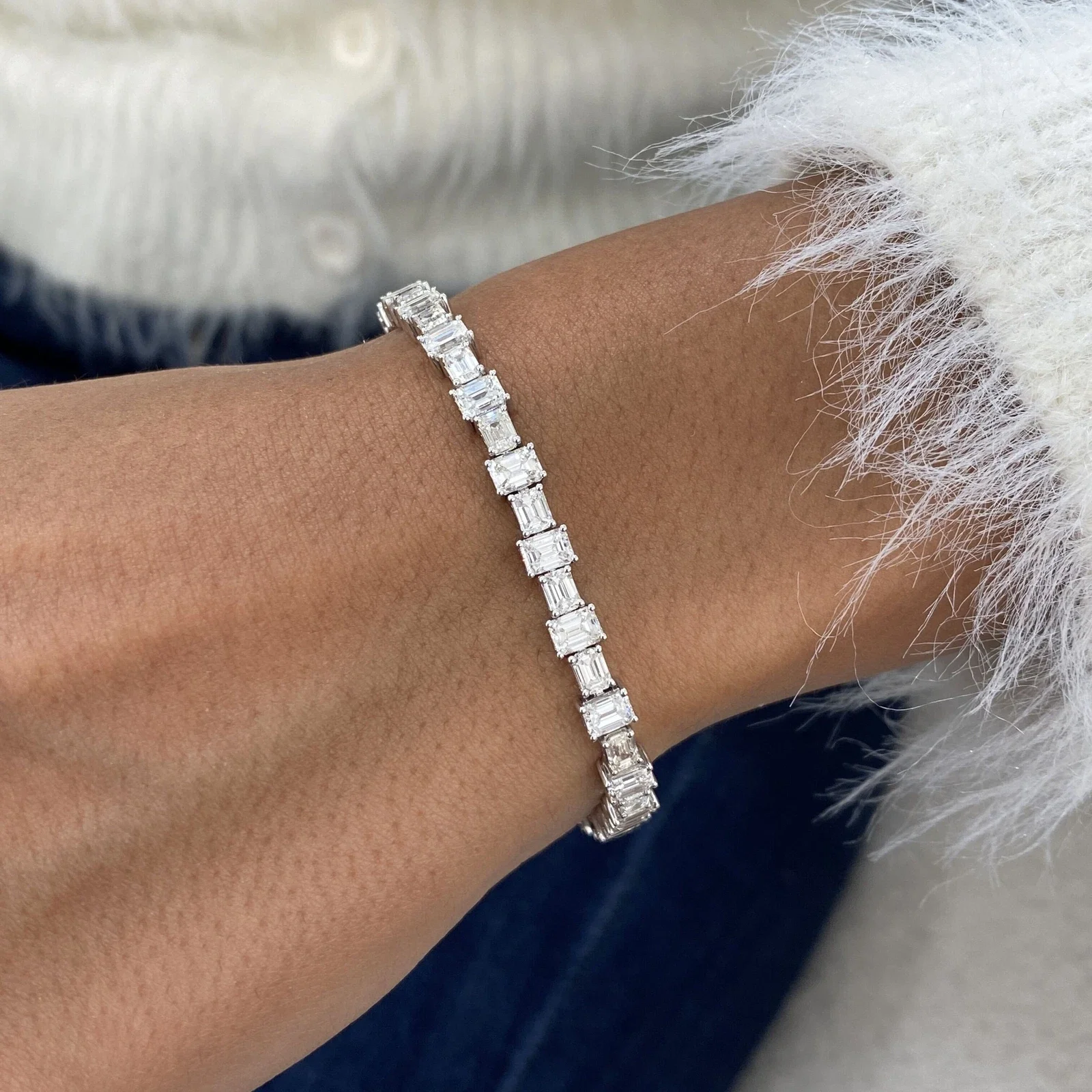 0.25CT كل مختبر الزمرد نمت الماس CVD HPHT سوار للتنس DEF VS-VVS البلاتين 950 8 بوصة سوار الماس الكامل للنساء