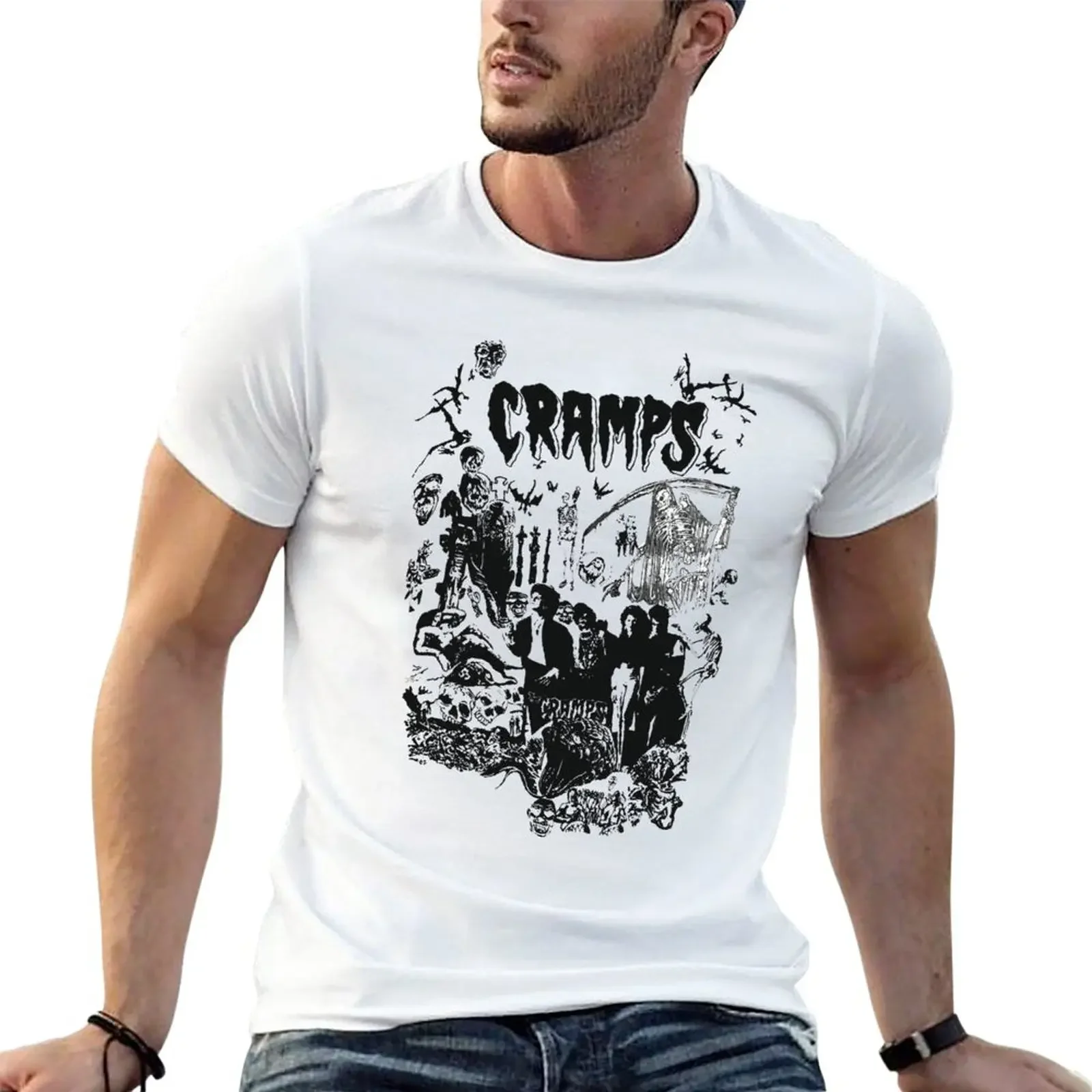 New Vintage 80s THE CRAMPS Punk Rock Psychobilly Tour Concert Promo T-Shirt vintage t shirt tees men clothes