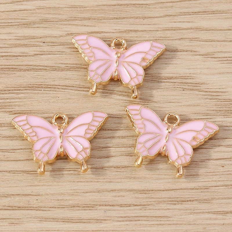 10pcs 19x14mm Cute Enamel Animal Butterfly Charms Pendants for Making Earrings Necklace Bracelets DIY Crafts Jewelry Findings