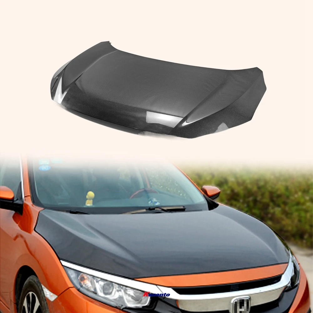 For 16-18 10th Gen FC OEM Style Carbon Fiber Front Hood Bonnet