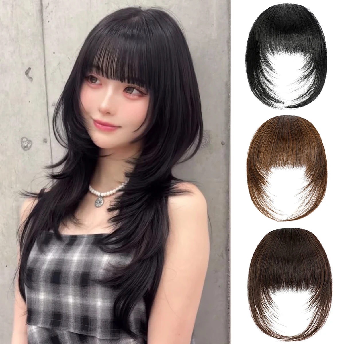 

Синтетическая парик с челкой из комиксов высокого уровня, женская челка на лбу, термостойкая, натуральная, черная, для ежедневного использования