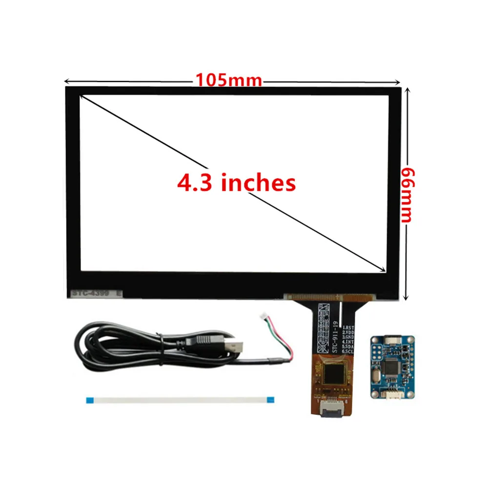 4.3 Inch 105mm*66mm Capacitive Digitizer Raspberry Pi GPS Navigation Touch Screen Panel Glass+USB Driver Board