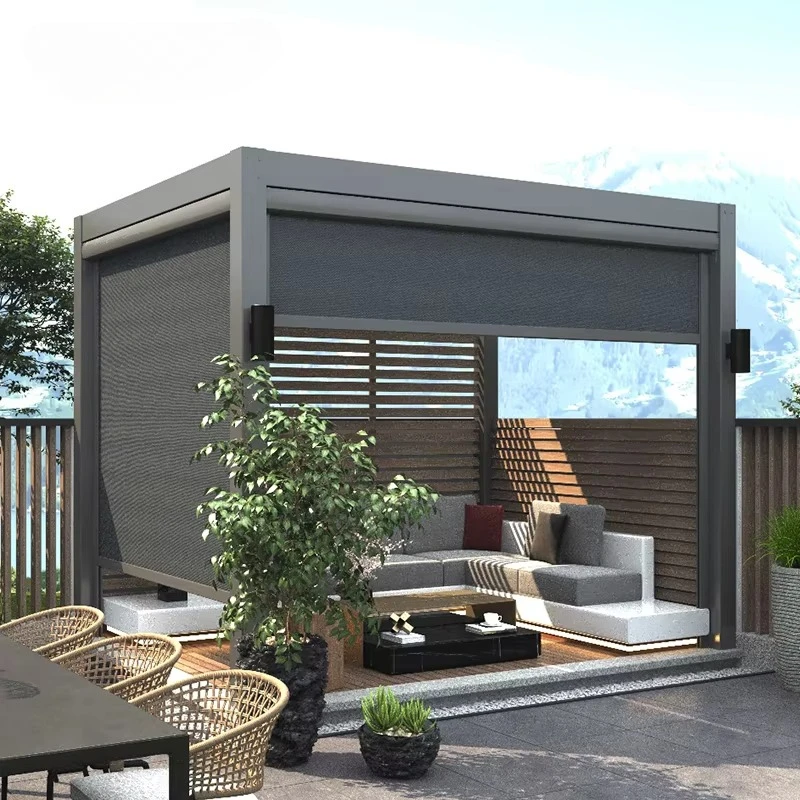 Outdoor Electric Motorized Built-In Installation Customizable Waterproof Vertical Blinds and Curtains for Terrace Patio