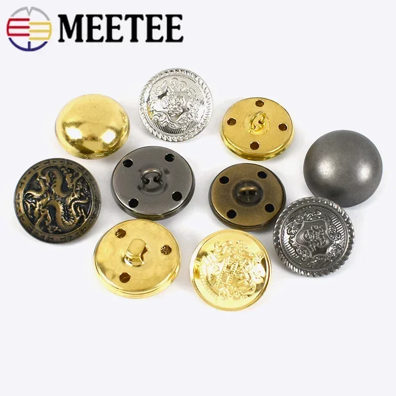 Meetee 10/50Pcs 15-25mm Metal Buttons Antique Brass Mushroom Shank Button for Clothing Decorative Buckle Jeans Repair Kit Clasp