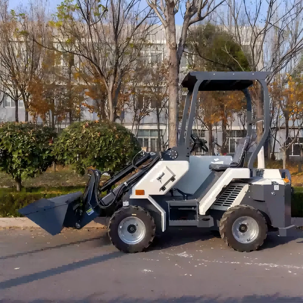 Mini Loader 800 กก.จัดส่งฟรีด้านหน้า Loader 4 × 4 ล้อ Backhoe Loader All Terrain Skidsteel loader ขนาดเล็ก Loader 4 ล้อ