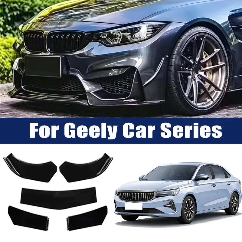 5Pcs ABS Front Bumper Lip Body Kit Spoiler Splitter Canard Trim Exterior Accessories For Geely Coolray Atlas Emgrand Okavango