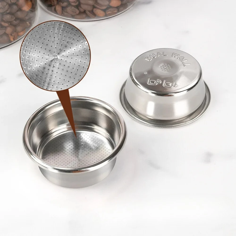 Cesta presurizada compatible con filtro de pared doble Breville Sage BES870/875 de dos tazas, fabricantes Bambino Plus BES 500 de 54 mm