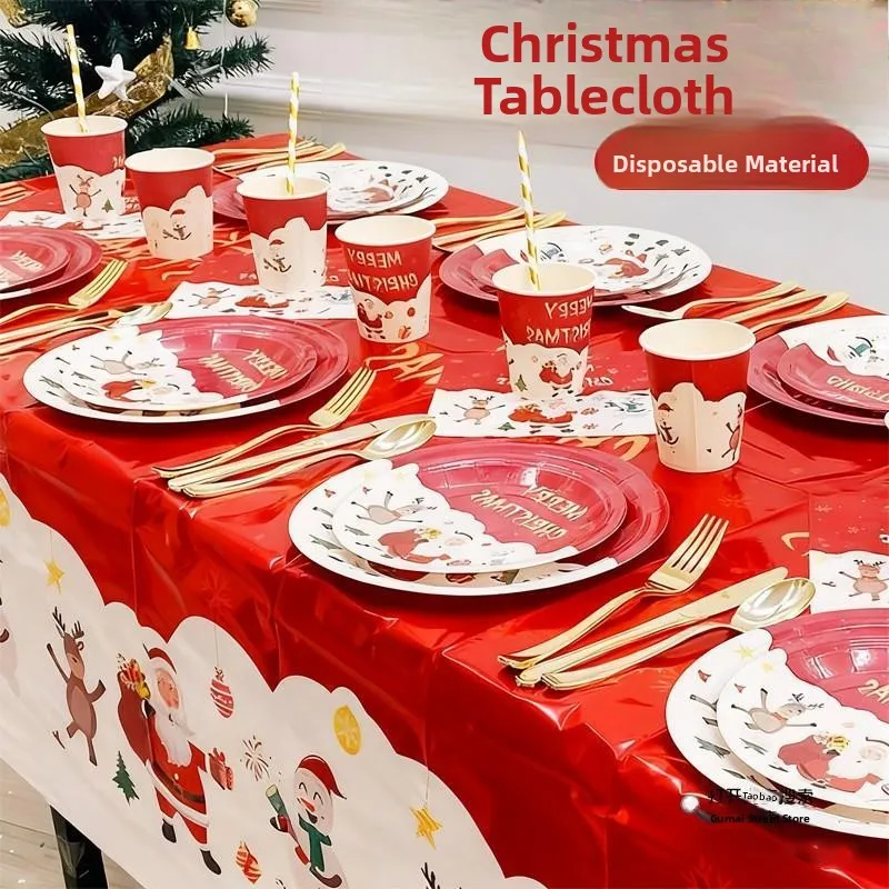 

Одноразовая скатерть Thiened, красная прямоугольная детская скатерть для украшения дня рождения, легко чистящийся обеденный коврик