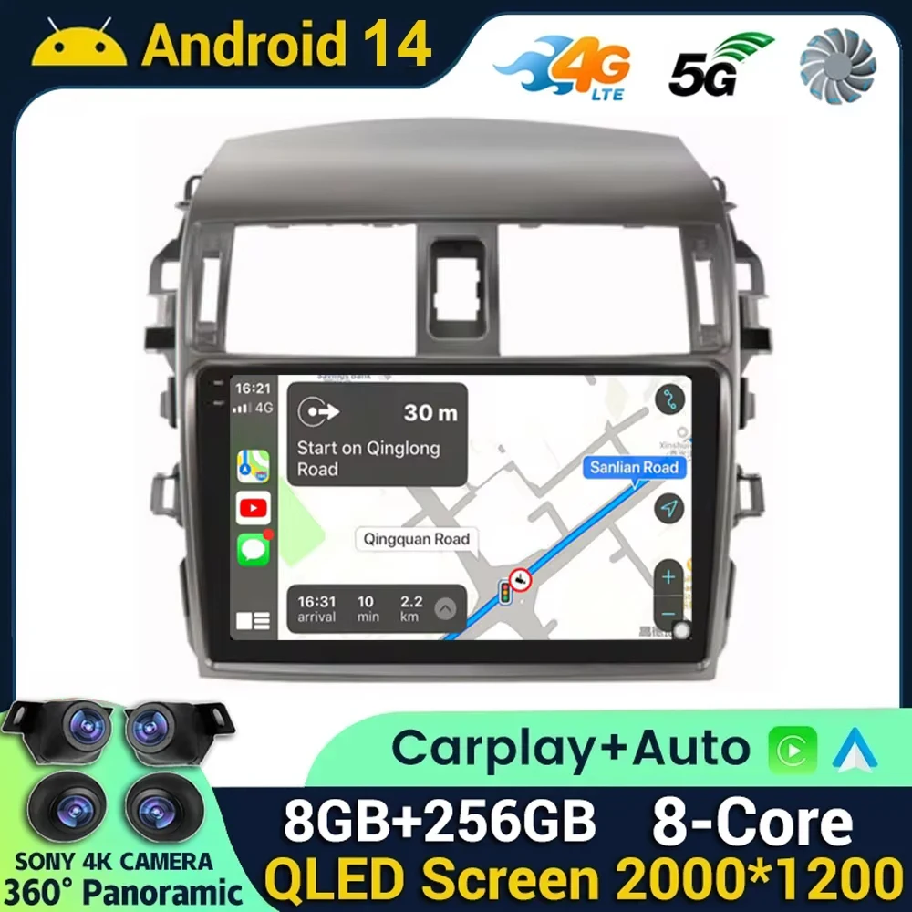 

For Toyota Corolla 10 E140 E150 2006 - 2013 Car Radio Multimedia Video Player Navigation stereo GPS Android 14 No 2din 2 din dvd