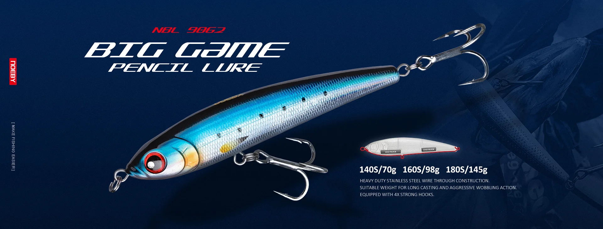 Noeby coulant Stickbait leurre de pêche 150mm 85g longue