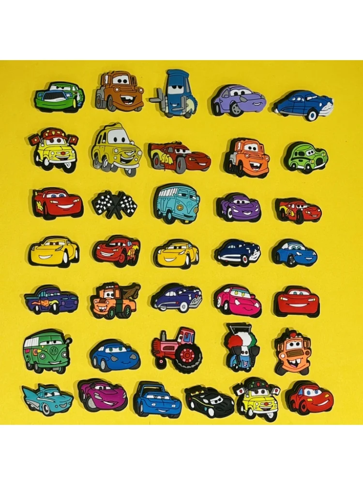 Breloques de chaussures de jardin en PVC, voitures de dessin animé, pour sabots, épingles, sandales, accessoires de chaussures, pantoufles à trous, décoration, cadeau de fête pour enfant, 36 pièces