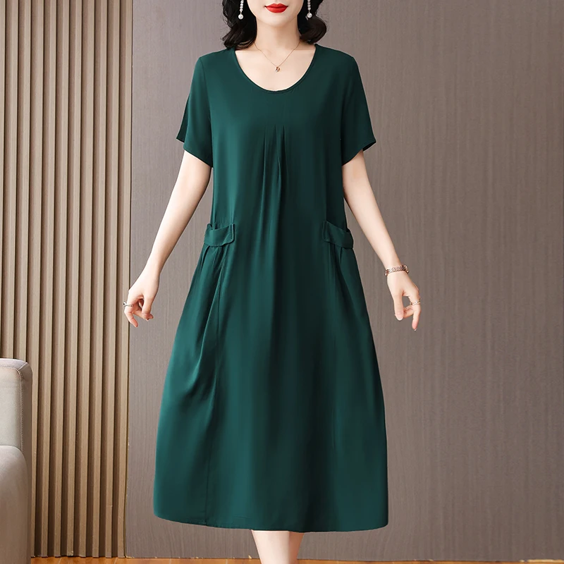 New Fashion 2023 Casual O-Neck Dresses Clothes Vintage Elegant Vestidos Short Sleeve Print Floral Plus Size Women Summer Dress