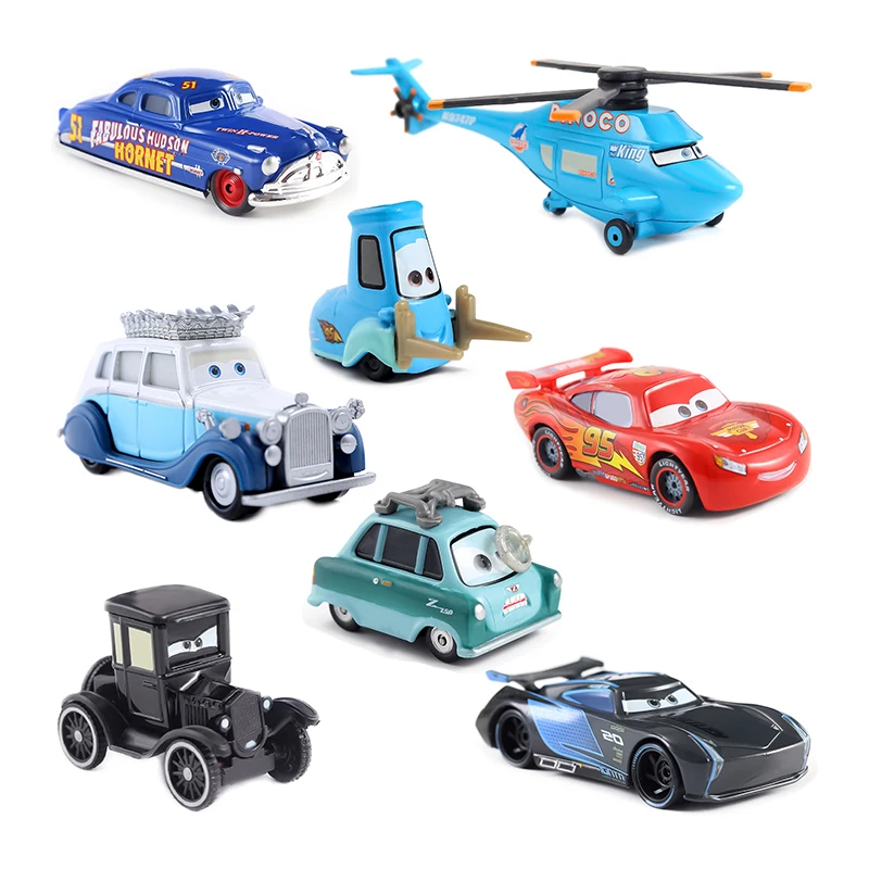 Disney Auto Raceauto Speelgoed De Koning Helikopter Bliksem Mcqueen Doc Hudson Storm Jackson Guido 1:55 Metalen Model Kids Cadeaus