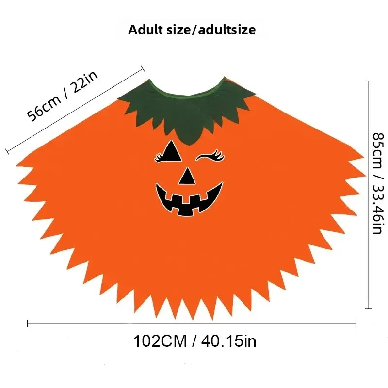 Leuchtendes Halloween-Kostüm-Set mit Kürbis-Umhang, Schulter und Hut für Erwachsene und Kinder, Party-Verkleidung, moderne Tanzkleidung