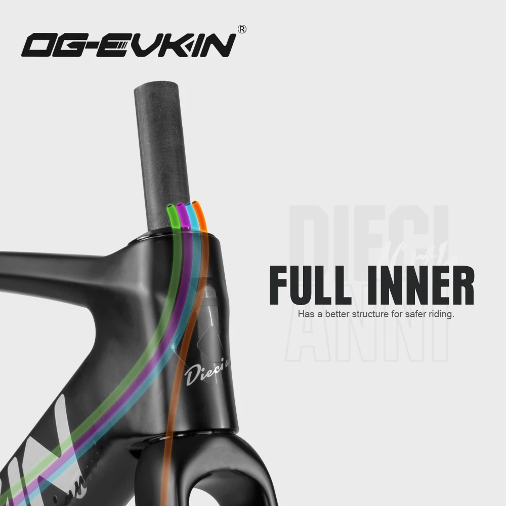 OG-EVKIN CF026-D Aero Road Bike Carbon Frame Internal Cable Thru Axle 12*142 BB86 700C Straight Tube Disc Brake Bicycle Frameset