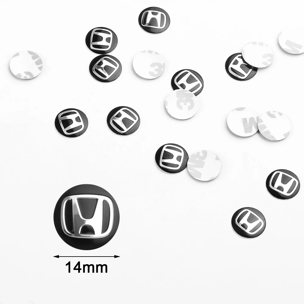 14mm Metal Car Key Fob Emblem Sticker Aluminum Logo Badge For Honda Civic Accord CR-V Fit Jazz Vezel HR-V view 4