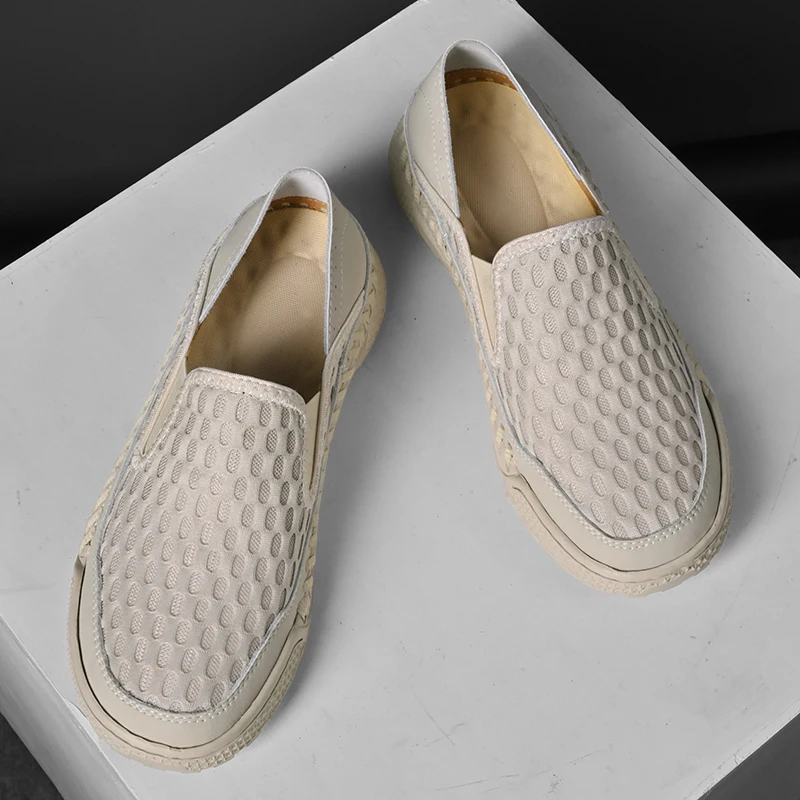 

Summer New Men Handmade Mesh Casual Shoes Breathable Non Slip Odor Proof Sweat Absorbing Outdoor Hiking Shoes