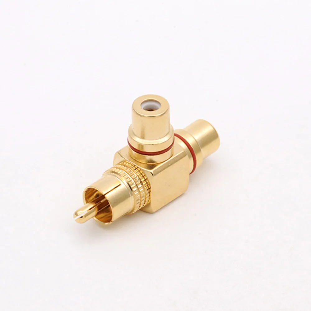 2pcs/1pair High Quality Gold Plated RCA Male to 2 Female RCA Splitter Adapter AV Video Audio T Plug RCA 3 way Plug R Connector