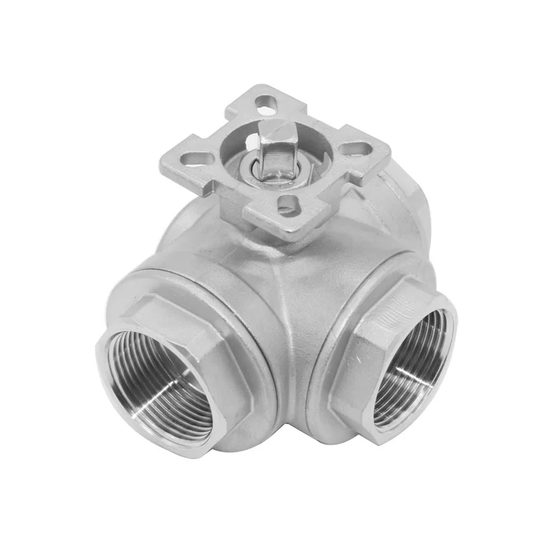 1'' Stainless Steel High Platform 3-way Ball Valve T/L Type Female Thread