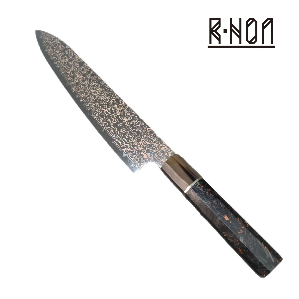 RHON Tircolour Cooper Damascus Steel Gyuto Knife Japanese Cuisine Kitchen Utility Chef's Meat Slicing Vegetable Cutting Knives