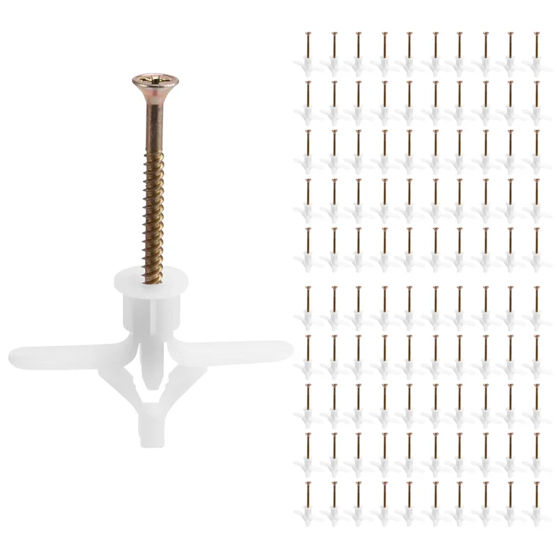 

BAAJ-100PCS Aircraft Type Expansion Pipe Gypsum Board Expansion Plug Butterfly Shaped Hollow Wall Expansion Nail M8*38Mm