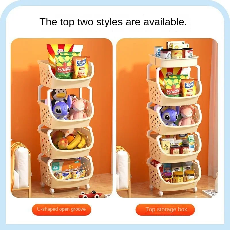 Kitchen Multi-storey Trolley Storage Rack Floor Movable Bathroom Toilet Storage Rack Bedroom Snack Storage Rack