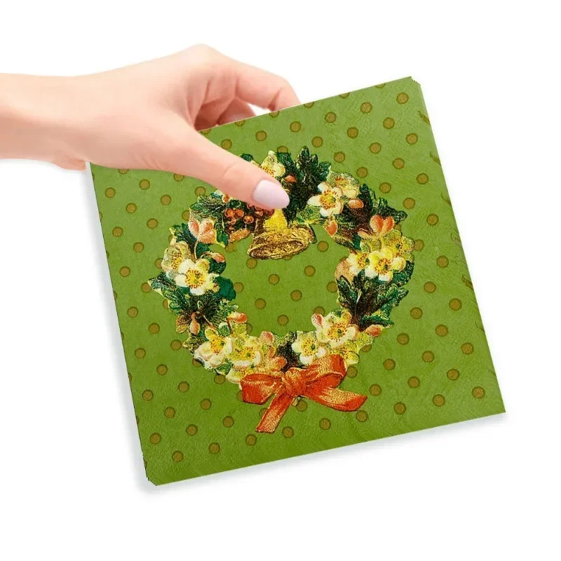 10/20pcs 33cm 2-Ply Christmas wreath series printing colorful paper napkins disposable Christmas decoration supplies napkins