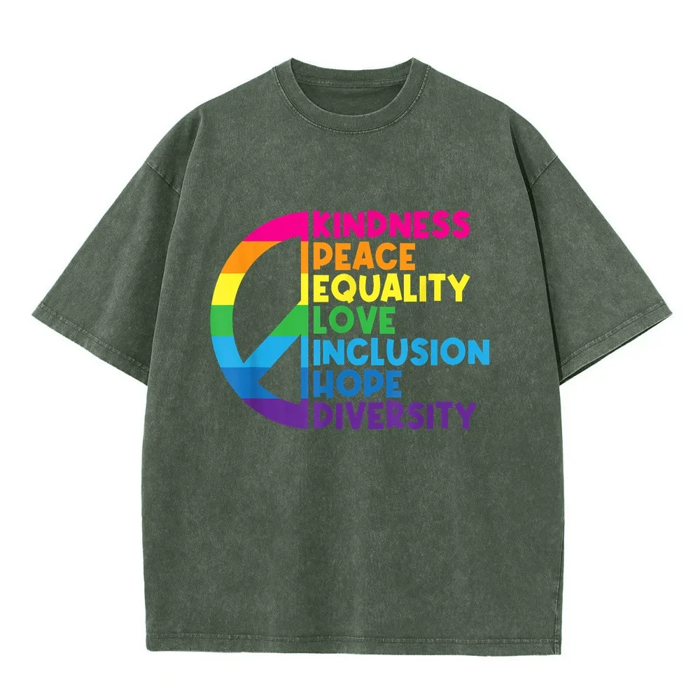 Kindness Peace Equality Love Inclusion Hope Diversity T-Shirt Small T-Shirts Топ Y2k Graphic T Shirts Blue Cotton Tee Humor