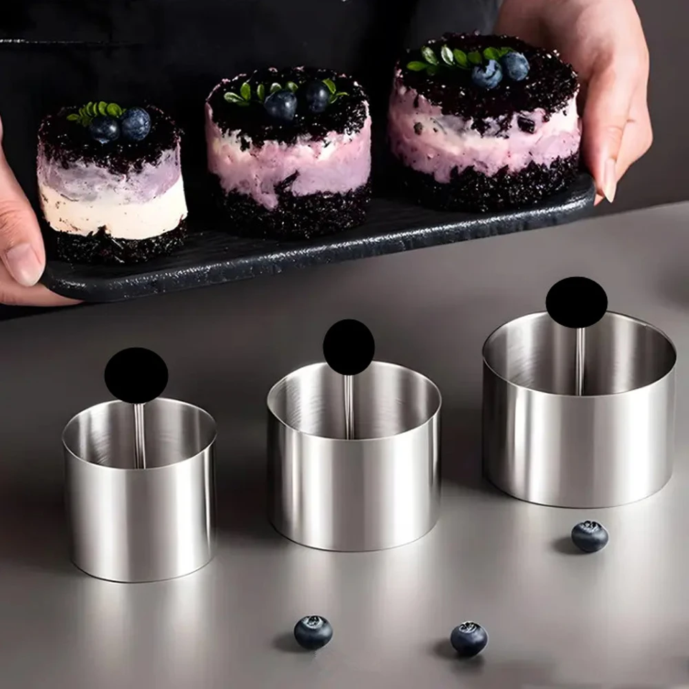 3PCS Stainless Steel Rices Ball Mold With Pusher Cake Mousse Ring Tools Easy Demoulding Sushi Making Mould Food Press Kitchen