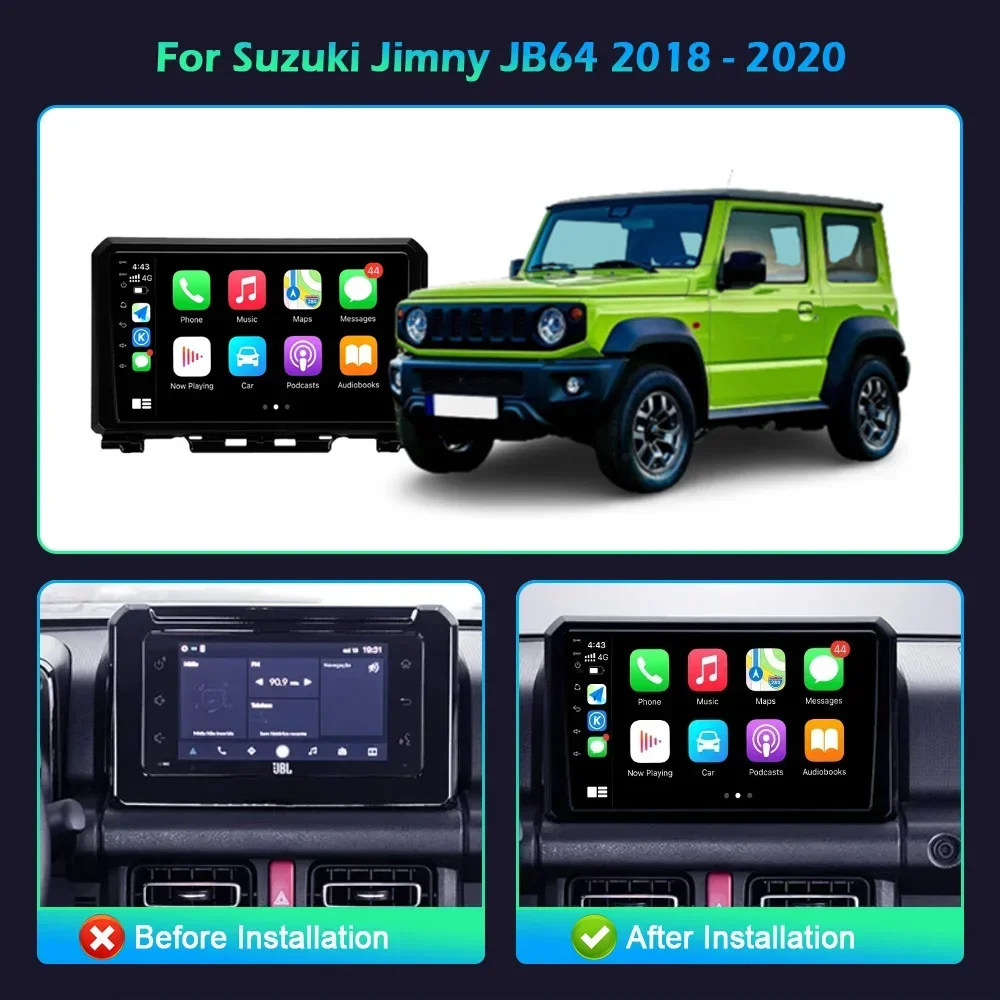 For Suzuki Jimny JB64 2018-2020 Car Radio panel Multimedia GPS 4G BT Wireless Carplay Android 14 Navigation Stereo Touch Screen