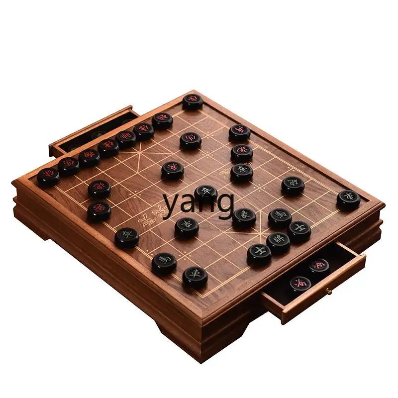 YJQ Chinese chess table all-in-one with drawers full set of high-end solid wood mahogany chess pieces