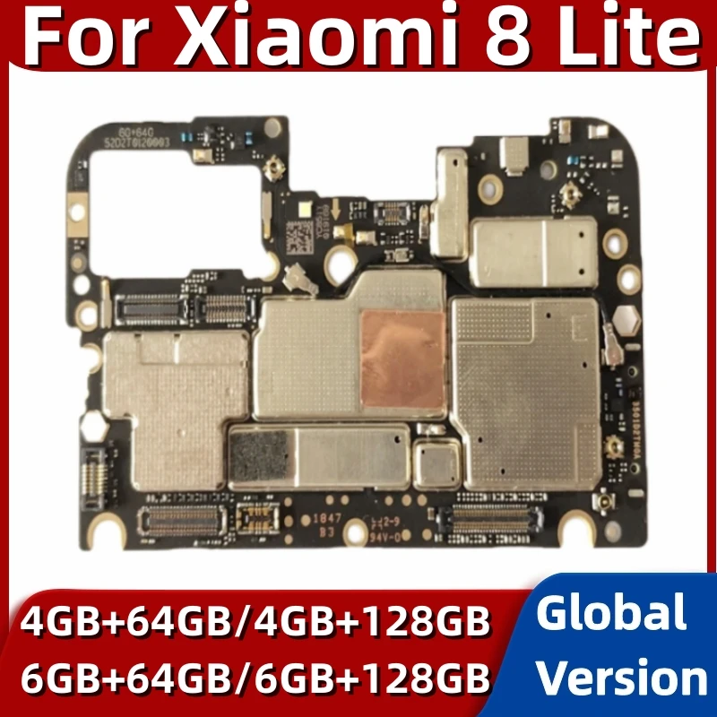 لوحة أم أصلية لهاتف شاومي Mi 8 Lite 8 lite لوحة رئيسية 64 جيجا بايت 128 جيجا بايت لوحة دوائر رئيسية مفتوحة تم اختبارها بالكامل