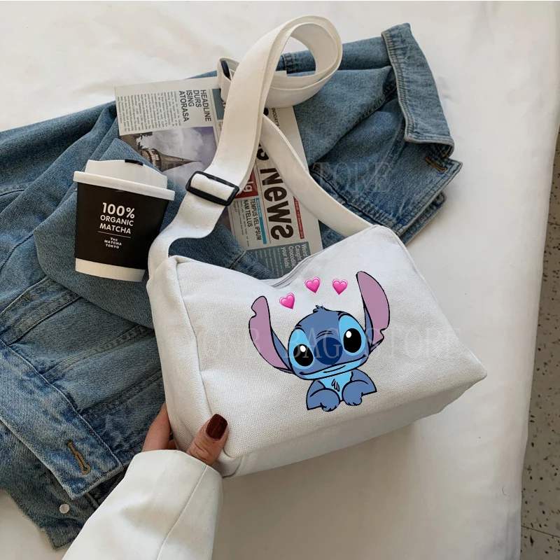 Disney Stitch Cartoon Shoulder Bags Anime Lilo & Stitch Cute Print High Capacity Canvas Crossbody Bag Fashion Women\'s Bag Gifts