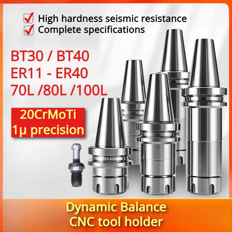 

BT30/BT40 ER11-ER40 Collet Chuck Set, 70L/80L/100L Milling Holder, CNC Machining Center Spindle Tool Holder for Milling Machine