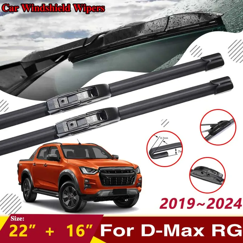 

Car Accessories for Isuzu D-Max RG MK3 2019 2020 2021 2022~2024 Auto Windshield Wiper Hybrid Rubber Blade Window Cleaning Brushe
