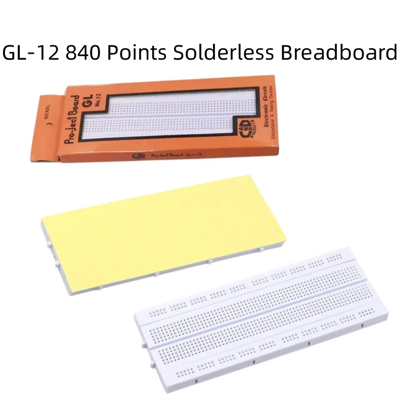 GL-12 840 Points Solderless Breadboard, 175×67×9mm Reusable Spliceable Protoboard for Electronic Circuit Experiment
