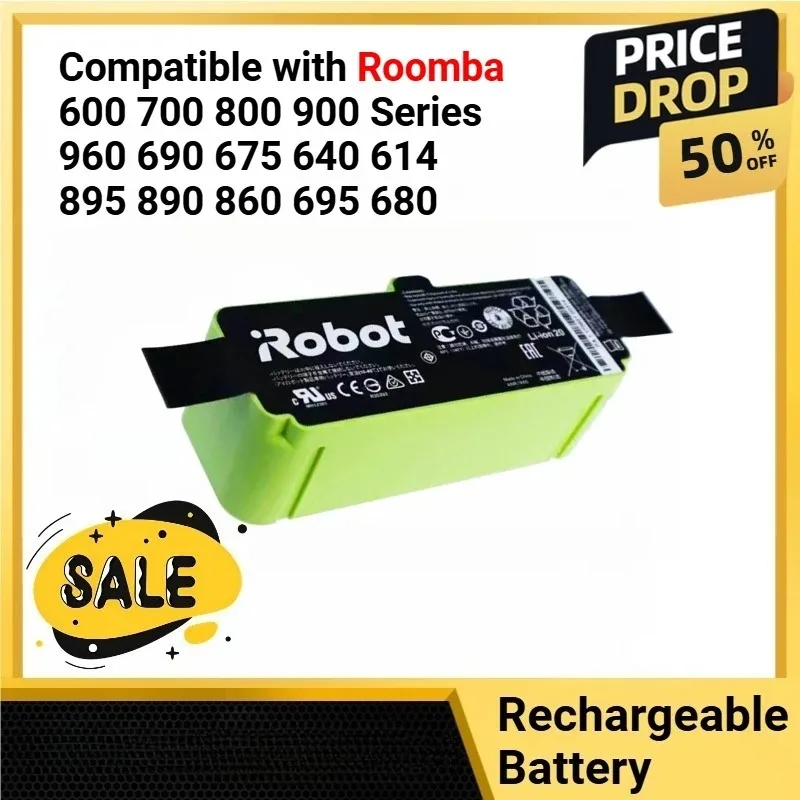 

for iRobot 6500mAh High-Capacity Battery Compatible with Roomba 600 700 800 900 Series 960 690 675 640 614 895 890 860 695 680