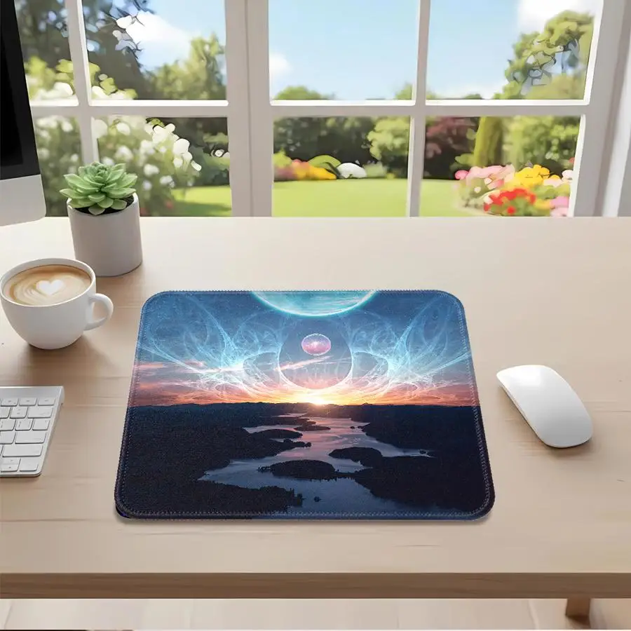 Mouse Pad office Pad Desk accessories Game Console Pad Computer Laptop Pad Keyboard Mouse Pad Waterproof Anime Hilltop View