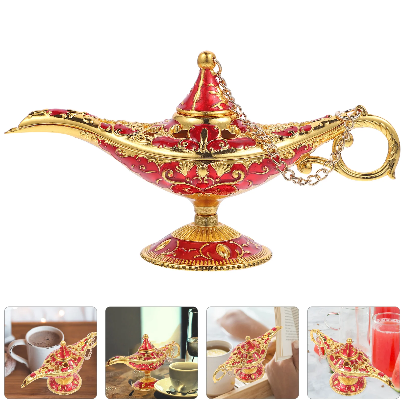 

s Desk Decoration Golden Red Vintage Alloy Model Home Office Restaurant Nursery Decorative nament Portable Lighting