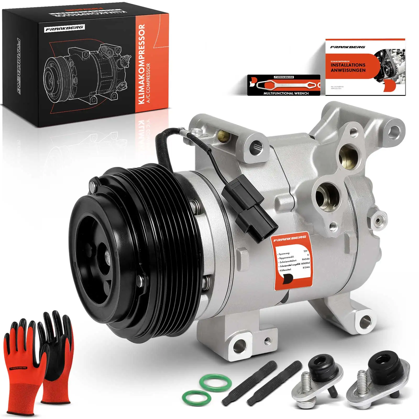 Frankberg 1x klimaatcompressor voor Mazda 3 BM BN 6 stationwagen GJ GH GL CX-5 KE KF Bj vanaf 2011 KD4561450A 198384 197384